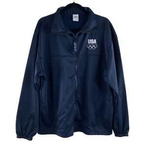 US OLYMPIC Team USA Full‎ Zip Track Jacket Dark Blue/Black Sz XL